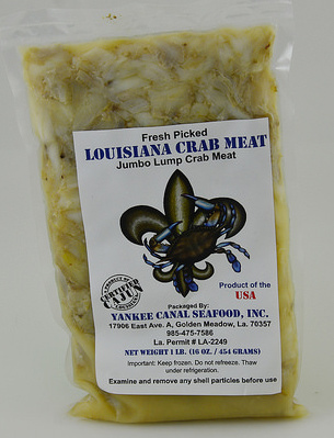 One-pound package of Yankee Canal's jumbo lump crab meat.