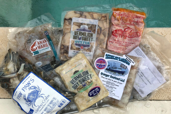 variety of packaged seafood products
